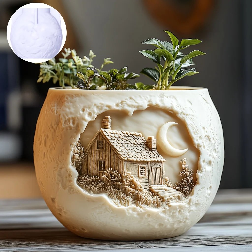 Sorcière maison magique soulagement citrouille plante succulente Pot de fleur résine moule maison soulagement boîte de rangement château bougie tasse moules en gypse