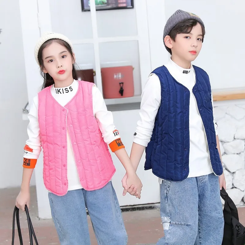 New Children's Cotton Waistcoat Large Children Plus Fleece Thickened Winter Vests Kids Wear Waistcoats Korean Children's Clothes