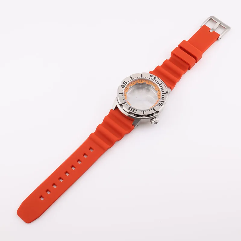 

Stainless Steel 42mm Hardlex Crystal Orange Monsters Mans Diver Watch Case for Seiko Mod NH35 NH36 Movements Replacement Parts