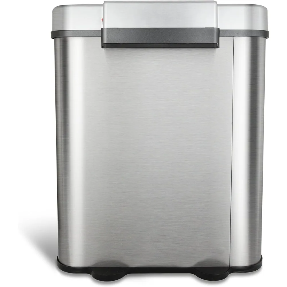 DZT-70-11R Automatic Touchless Motion Sensor Semi-Round Trash Can/Recycler, 18.5 Gal. 70 L., Stainless Steel