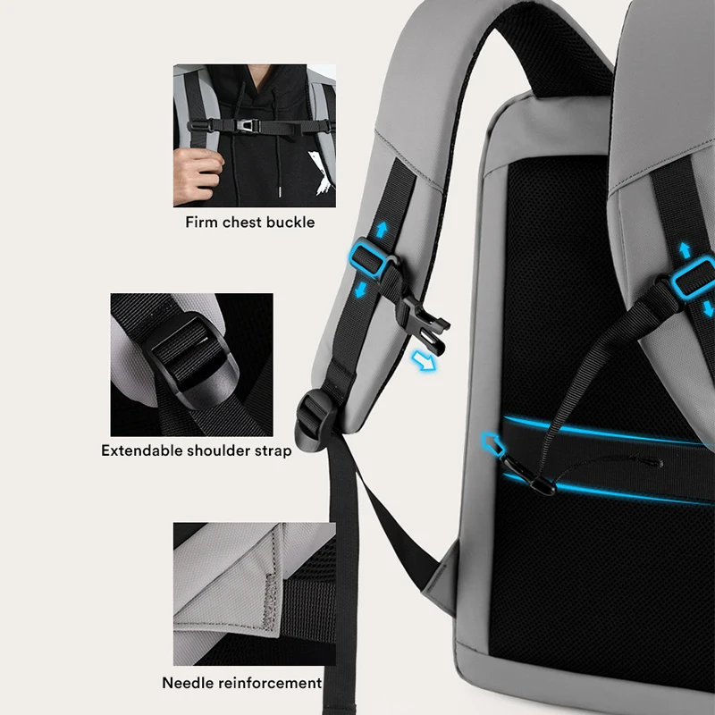 Men 17.3\'\'Laptop Backpack 35 L Business Backpack Plastic Waterproof E-sports Backpack Work Hard Shell Mochila De Shell Duro