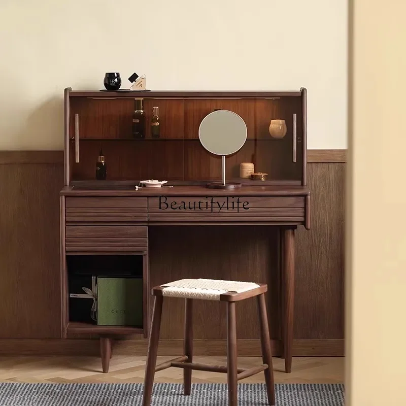 

ls 04North American black walnut dresser small apartment Nordic simple retro solid wood makeup table