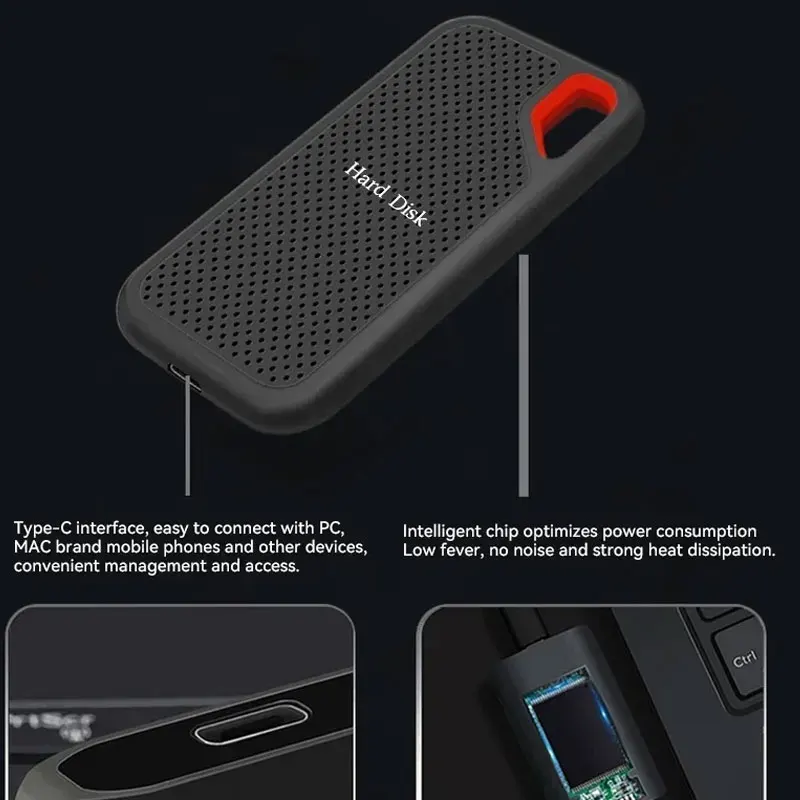 محرك الأقراص الصلبة الخارجي E61 المحمول SSD 1 تيرا بايت 2 تيرا بايت محرك الحالة الصلبة عالي السرعة 256 تيرا بايت محرك الأقراص الصلبة للتخزين الشامل USB3.2 لأجهزة الكمبيوتر المحمولة/الكمبيوتر/MAC