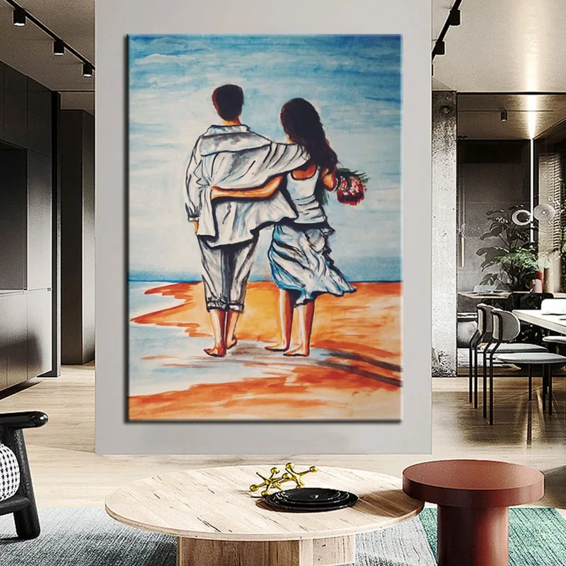 

Картина маслом ручной работы 100%, настенная Картина на холсте с абстрактным изображением пляжа, влюбленного, пейзажа, комнаты, украшение для дома, подарки на день Святого Валентина