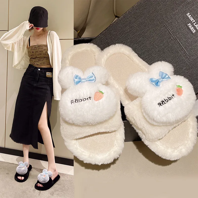 

2023 Plush Women's Slippers Home Thermal Fur Shoes New Fashion Spring and Autumn Home Slippers Women's Slippers