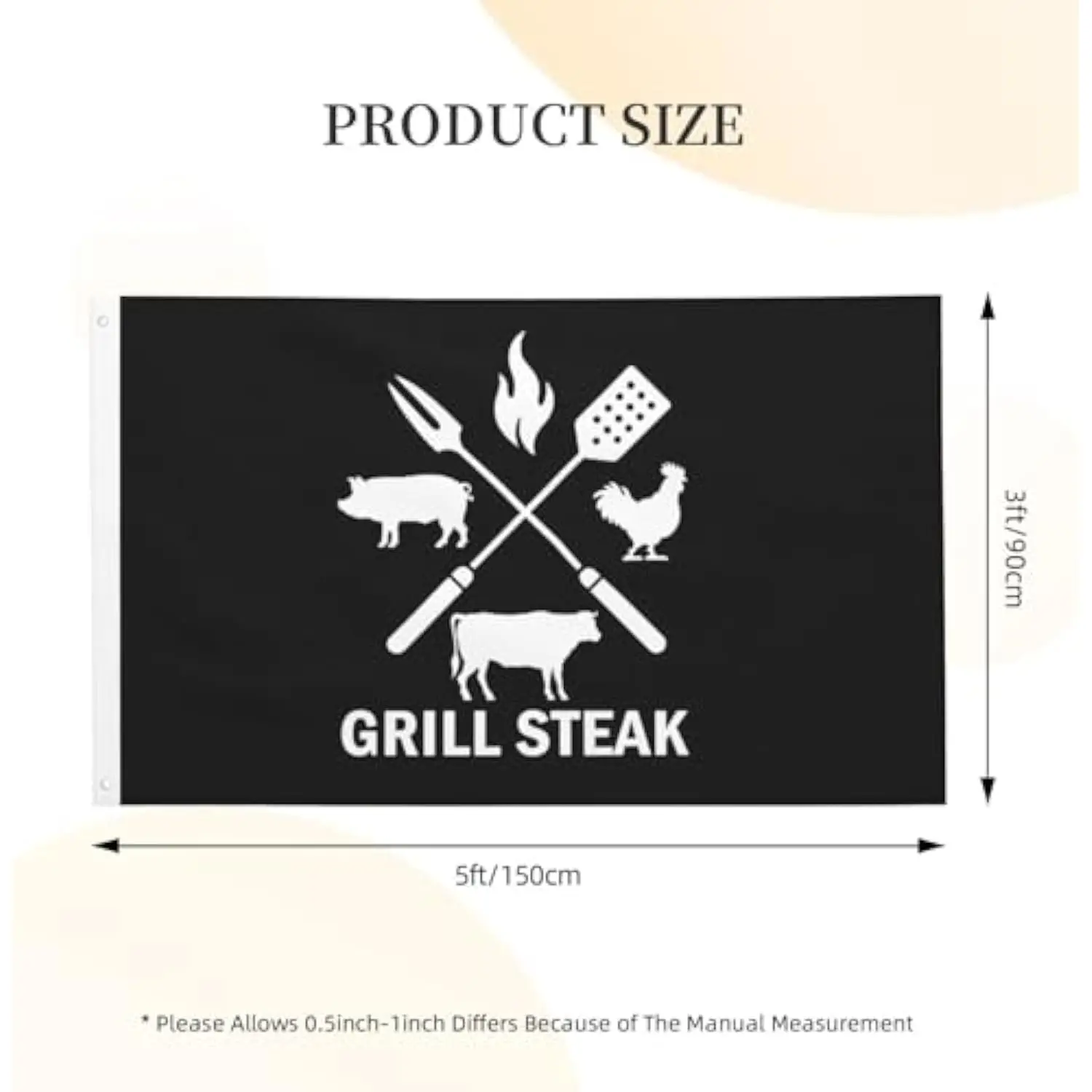Grill Steak Flag Outdoor Barbecue Meat Lovers Garden Banner Polyester Summer Decoration