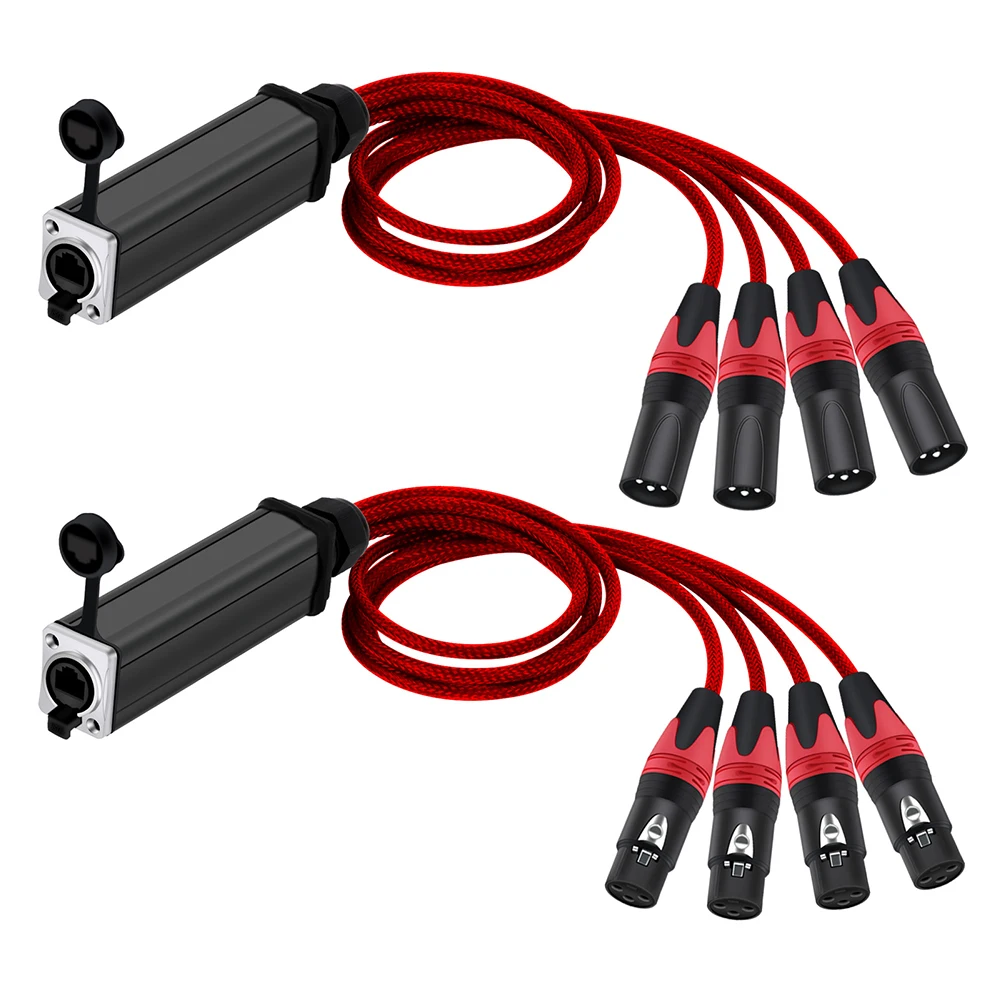 0.5M-5M 1Pair XLR Male/Female 4 Channel Snake 3Pin Colorful XLR/DMX to Ethercon RJ45 Cat5/Cat6 Ethernet Extender for Live Stage