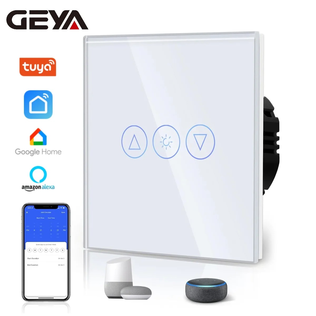 

GEYA Wifi Light Dimmer Switch Smart Wall Switch Compatible with LED Touch Switch with Alexa/Tuya APP Touch Control Schedules