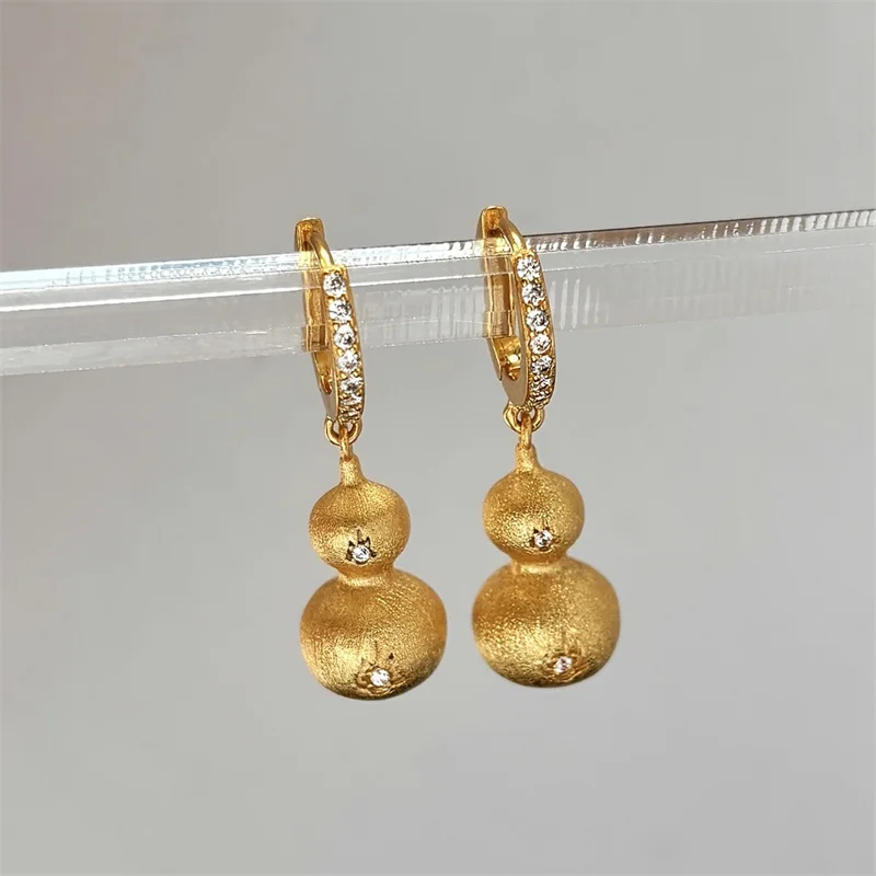 

Дворцовые винтажные серьги ручной работы из матовой тыквы для женщин, нишевые элегантные высококачественные изысканные универсальные украшения для банкетов