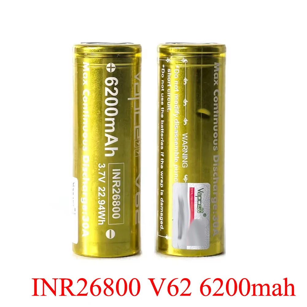 Vapcell V62 6200mah Battery INR26800 26800 Rechargable Batteries 3.7v 22.94Wh High Drain Battery For Strong light flashlight