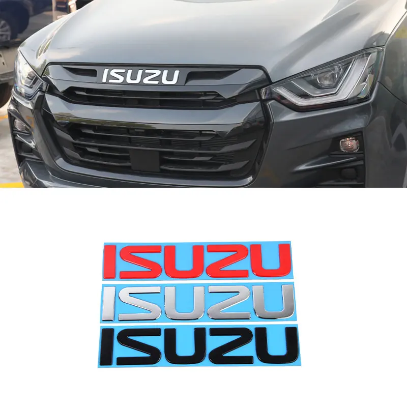 ISUZU letter emblem front badge Car stickers for ISUZU D-MAX  I II WFR VAN NFR ATV TROOPER 100P 600P head logo refit accessories