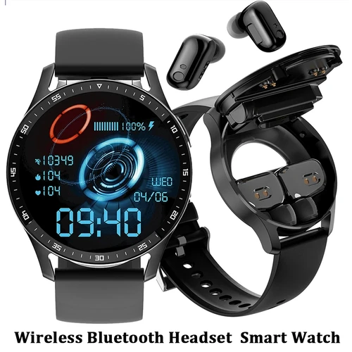 Reloj inteligente X7 2 en 1 con auriculares, reloj inteligente TWS con Bluetooth, Monitor de ritmo cardíaco y presión arterial, reloj deportivo, reloj de Fitness