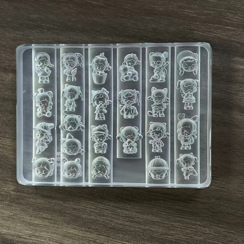 Niedliche Q-Version Mädchenpuppe Silikon-Nagelform 3D-Prägung Nagelkunst-Form für DIY-Nageldekorationen