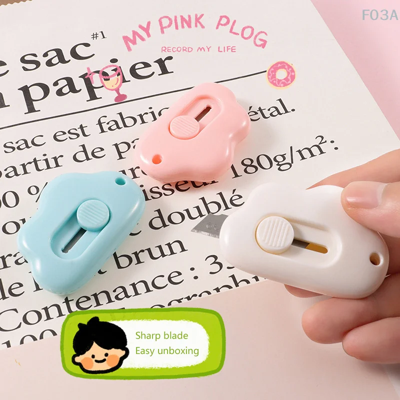 Mini couteau utilitaire de nuage de dessin animé créatif, mignon, rétractable, portable, mini, ouvre-papier, outils de coupe, étudiant, école, acquisition