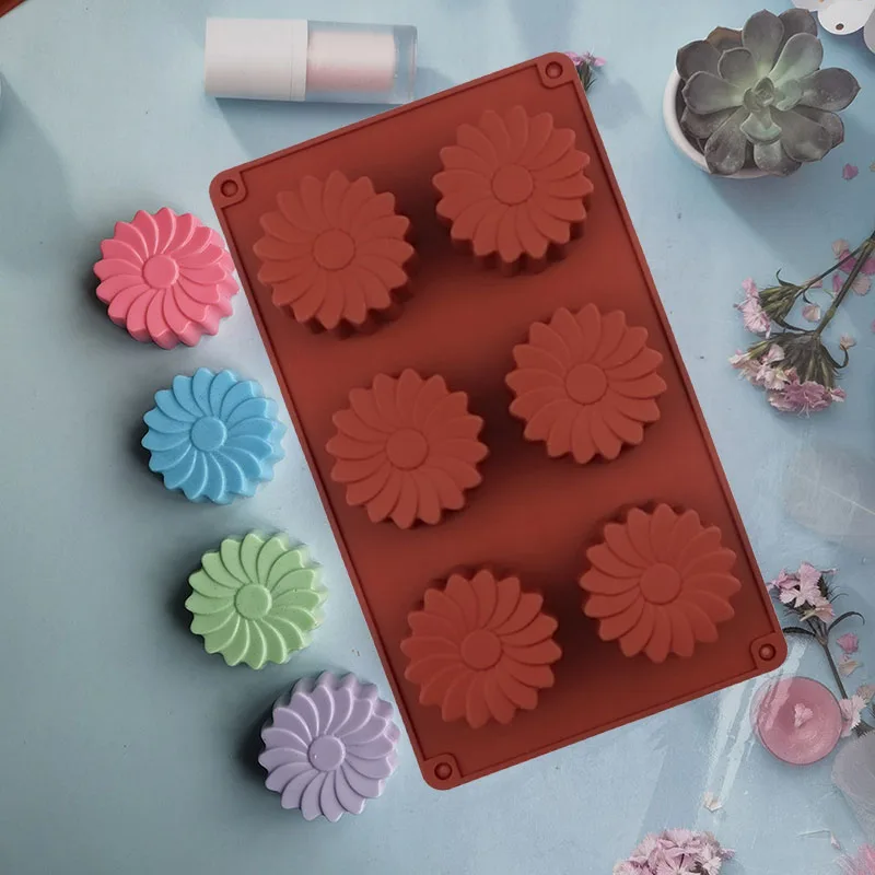 3D Windmill Cake Mold Spiral Flower Soap Making Supplies Lotion Bars Mooncake Jello Wax Melts Silicone Kitchen Baking Tools