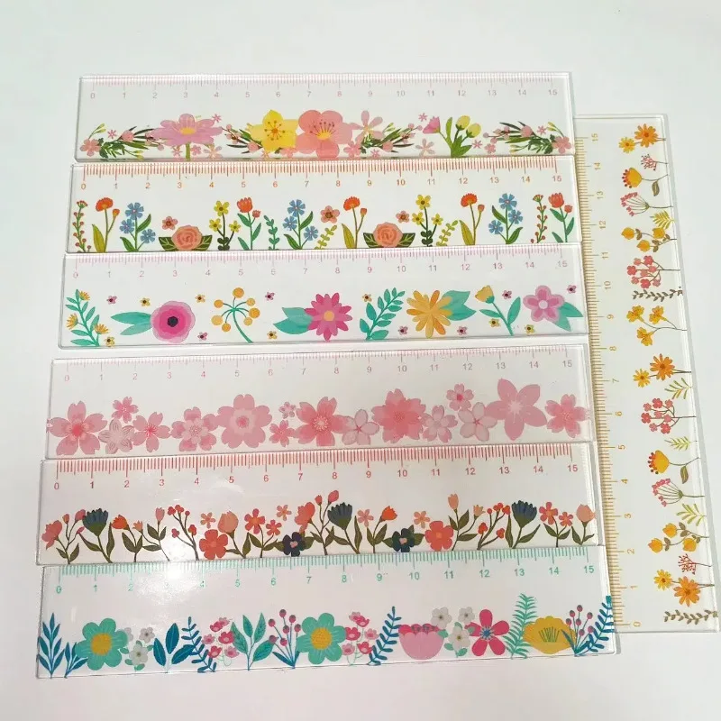50pcs Pretty Flower Rulers Kawaii Stationery School Supplies Wholesale Cute Things School Items Small Business Bulk Rulers 15cm