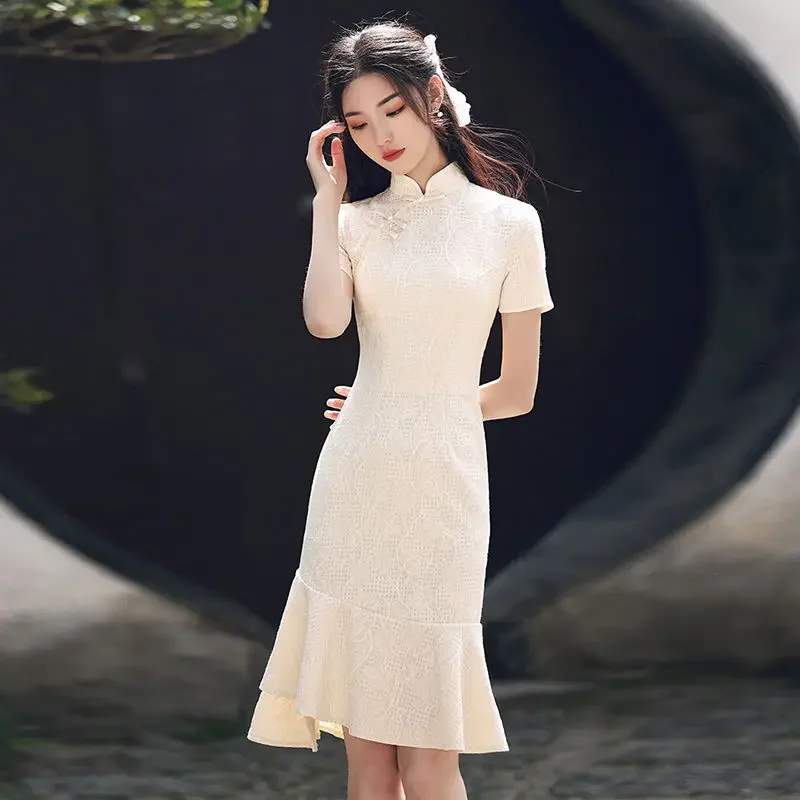 

Летнее современное женское платье Ципао Cheongsam, сексуальное вечернее платье, китайское традиционное платье, классическое вечернее платье с воротником-стойкой
