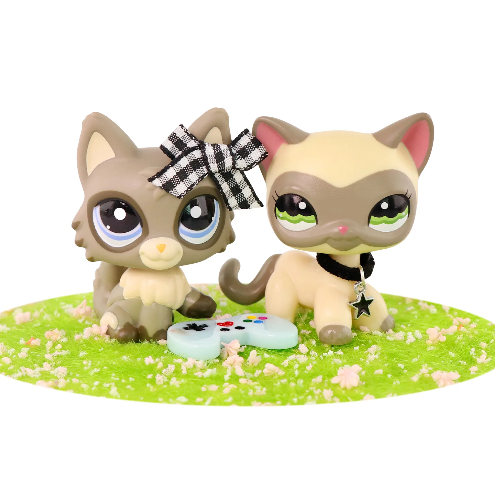 

2 pcs Minilpsshop Pet Shop Bobble Head Toys Shorthair Cat #1116 Wolf Cat #1953 With Accessories Collectibles Gift for lps