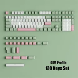 Matcha Green Mechanical Keyboard PBT Keycap Three Mixed Color OEM Profile Double Shot 130 Keys Gamer Custom Mx Switch Key Caps