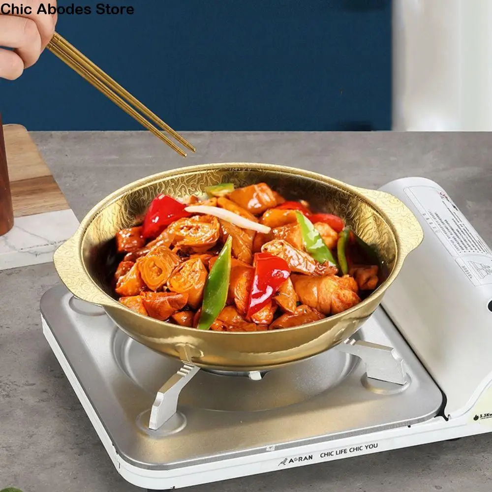 

Thickened Stainless Steel Seafood Pot Japanese-style Round Sukiyaki Hot Pot Light Luxury Uncoated Single Cooking Hot Pot