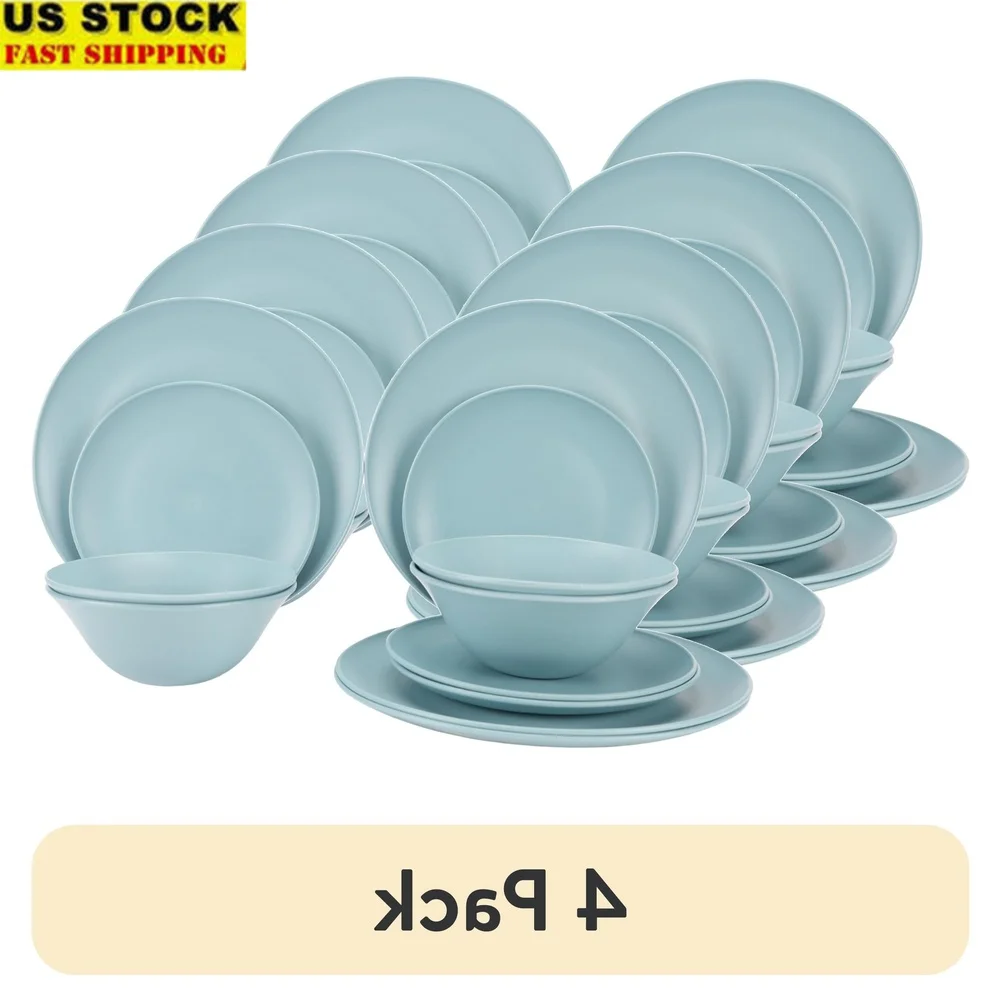 

Eco-Friendly Recycled Plastic Dinnerware Set 12-Piece Lightweight Non-Porous Safe Durable Dishwasher Safe Ideal Outdoor Dining