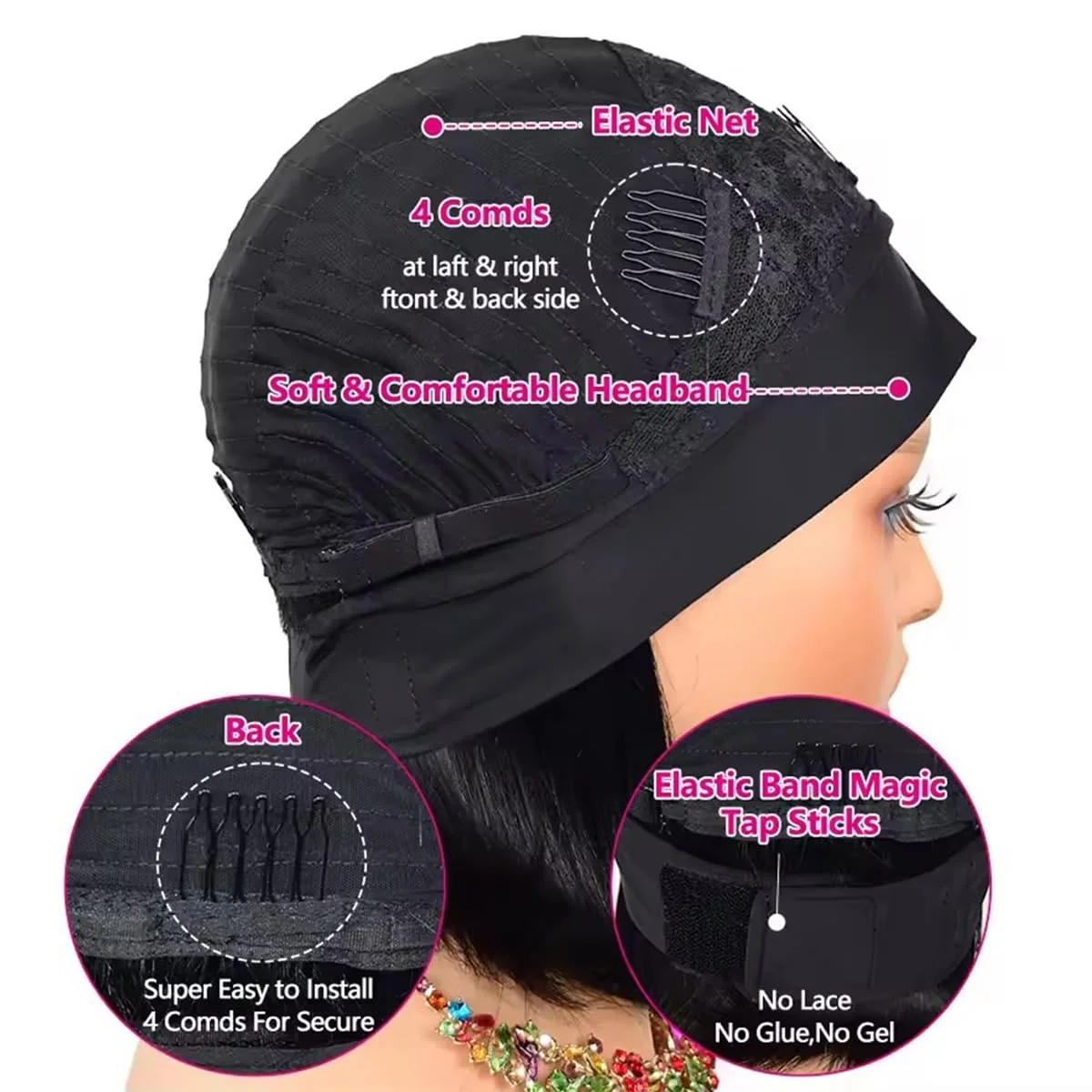 Straight Headband Bob Wigs 100% Human Hair Short Bob Wig Clearance Raw Virgin Hair Glueless Scarf Half Wigs For Black Women image 6