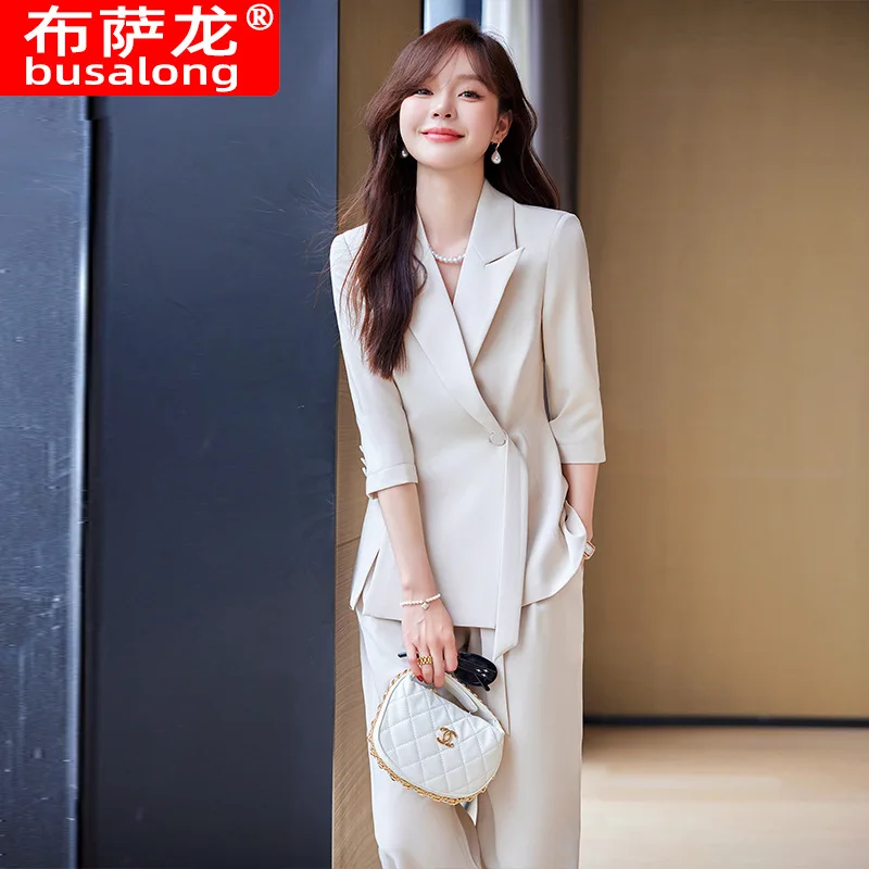 2024NewbusalongSpring and Summer Casual Half Sleeve Small Suit Jacket Women's Work Clothes6601