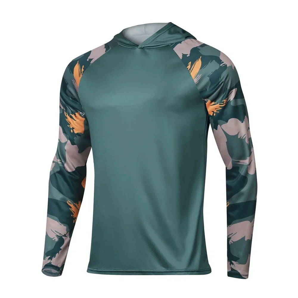 Fishing Hoodie Men Clothes Summer Green Camo Long Sleeve Fishing Jersey Sun Protection Comfortable sports jacket Fishing Shirts