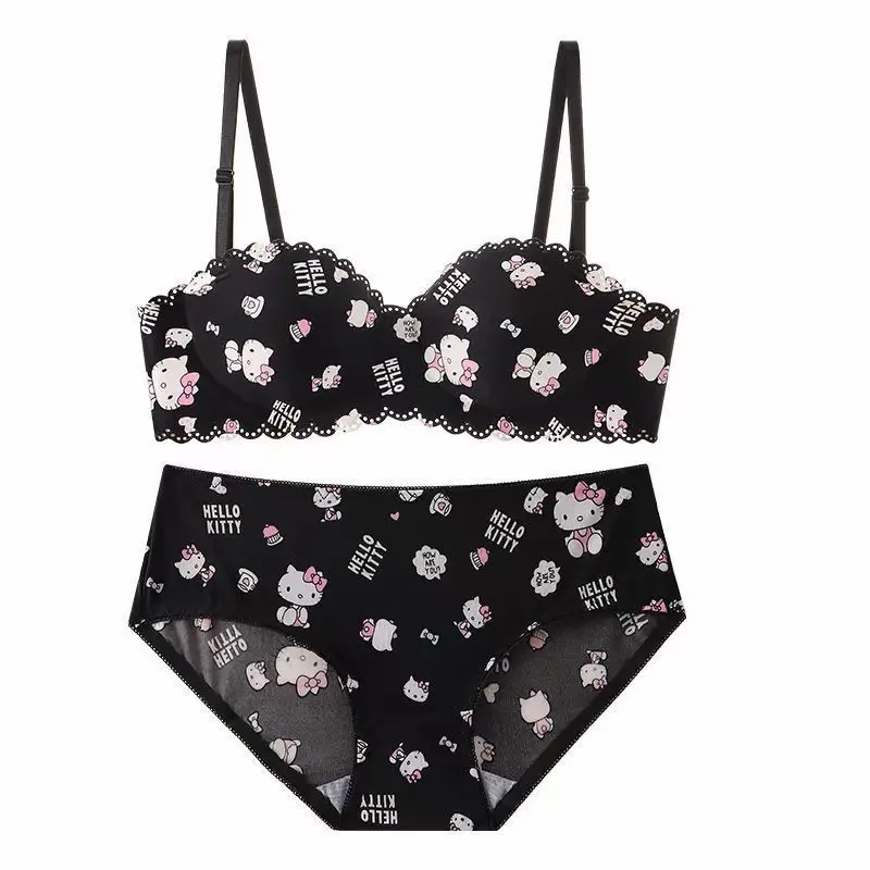 New Sanrio Hello Kitty underwear set Japanese strapless underwear cute pure lust style tube top girl cartoon bra set kawaii gift