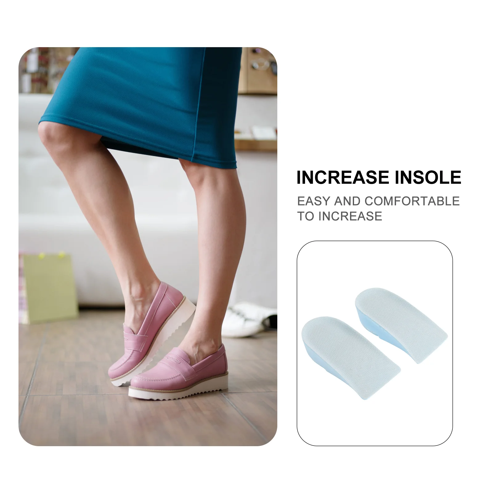 

Heightening Insoles Heel Cushion Lifting Socks Foot Protection Damping Massage Reusable Adjustable Hidden InsoleBreathable Sweat