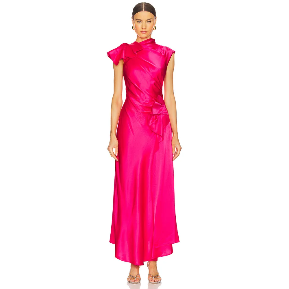 

Elegant Rose Evening Dress For Wedding O Neck A Line Women's Evening Gown Sleeveless Long Formal Party Dress Ankel Length 2025
