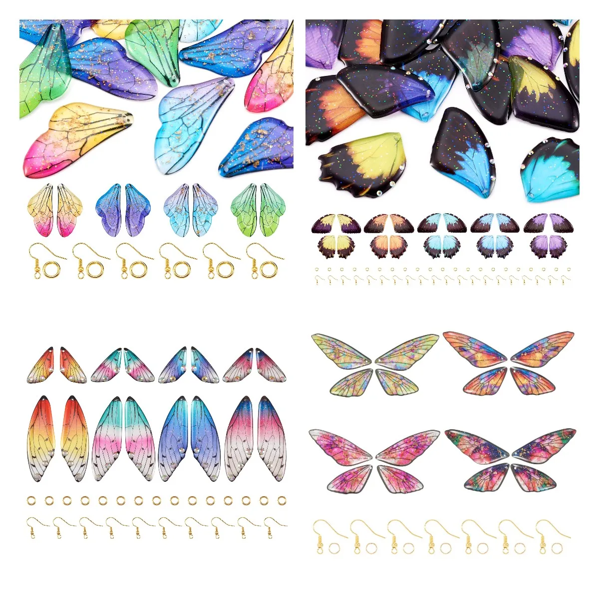 

8-10Pairs Butterfly Wing Resin Pendants With Earring Hooks Jump Rings DIY Women Dangle Earrings Jewelry Making Accessories