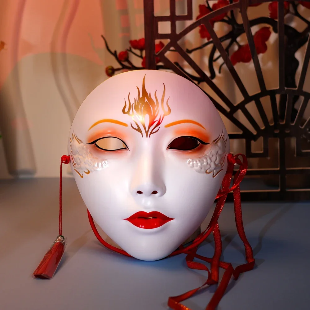 

New Ancient Beautiful Woman Mask Full Face Chinstyle Diy Hand-Painted Decor For Masquerade Party Props Hanfu Costume Access