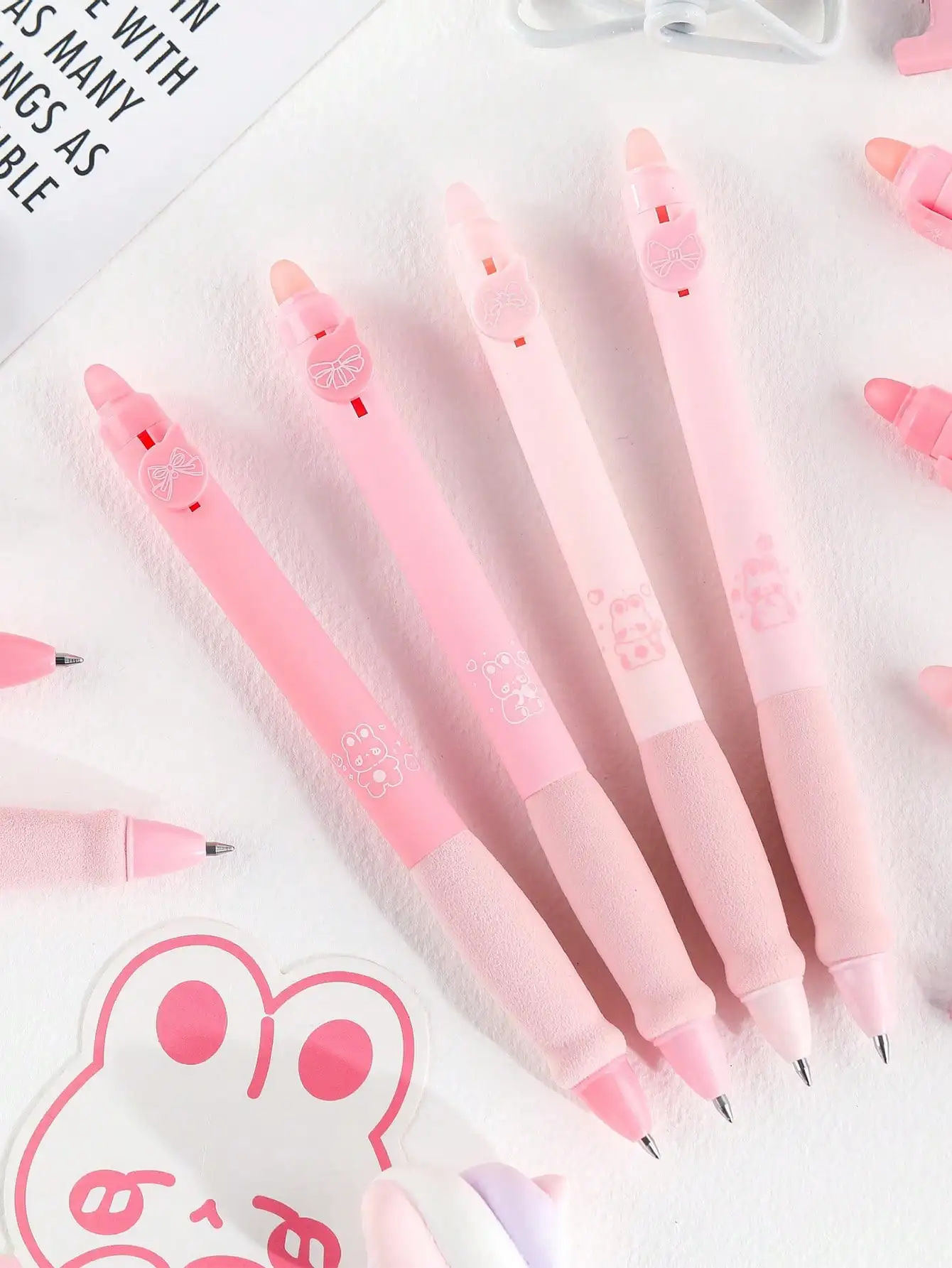 7 قطع لطيف الكرتون الأرنب الصحافة قابل للمسح قلم محايد اللون، الساخن قابل للمسح كريستال الأزرق 0.5 ملليمتر لينة قبضة Handguard، الكتابة القرطاسية