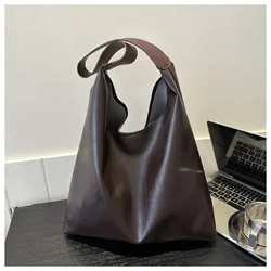Luxury Fashion Soft Leather Handbags Women Brown Large Capacity Hand Bags Shopping Tote Female Casual Shoulder Bag Purse