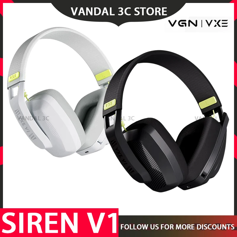 

Vgn Vxe Siren V1 Headset Two Mode Light Weight Bluetooth 5.3 /2.4g Wireless Gaming Headset Custom Earphone Pc Gamer Low Latency