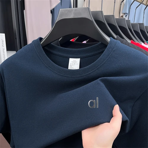 Imagen 2 del producto Camiseta de diseño de alta calidad para hombre, cuello redondo, estampado de letras, manga corta, 100 algodón, media manga, ropa deportiva transpirable de moda para verano