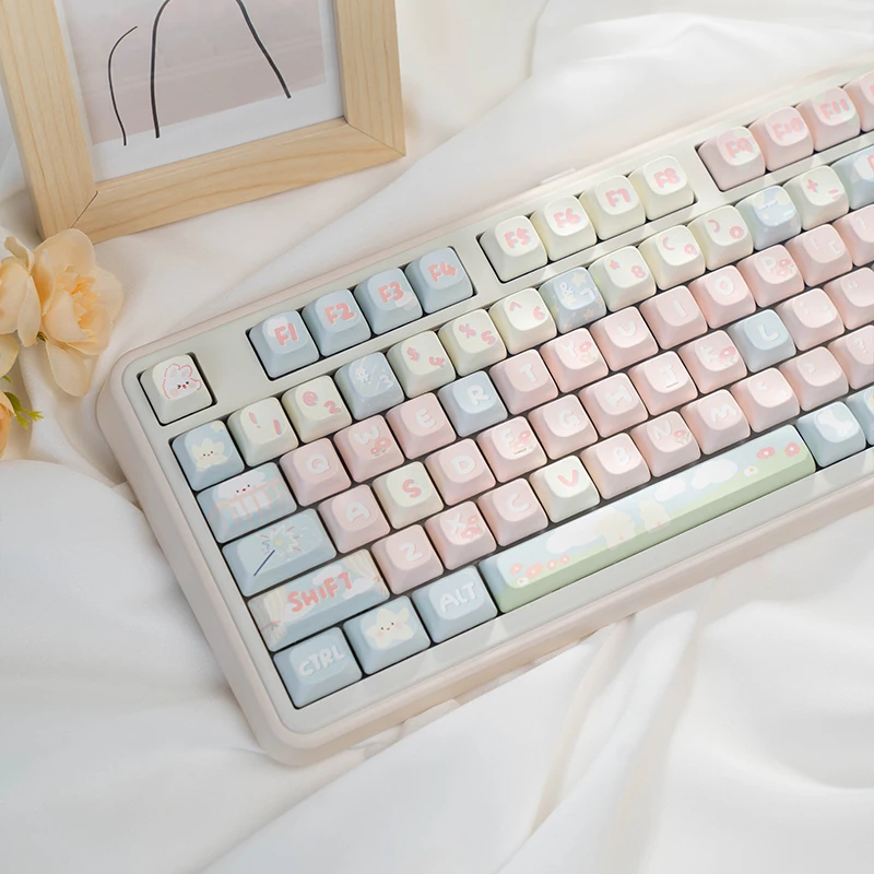 

Romantic Cloud Mechanical Keyboard Keycap MOC Height Cute Pink PBT Hot Sublimation 68 75 87 98 108