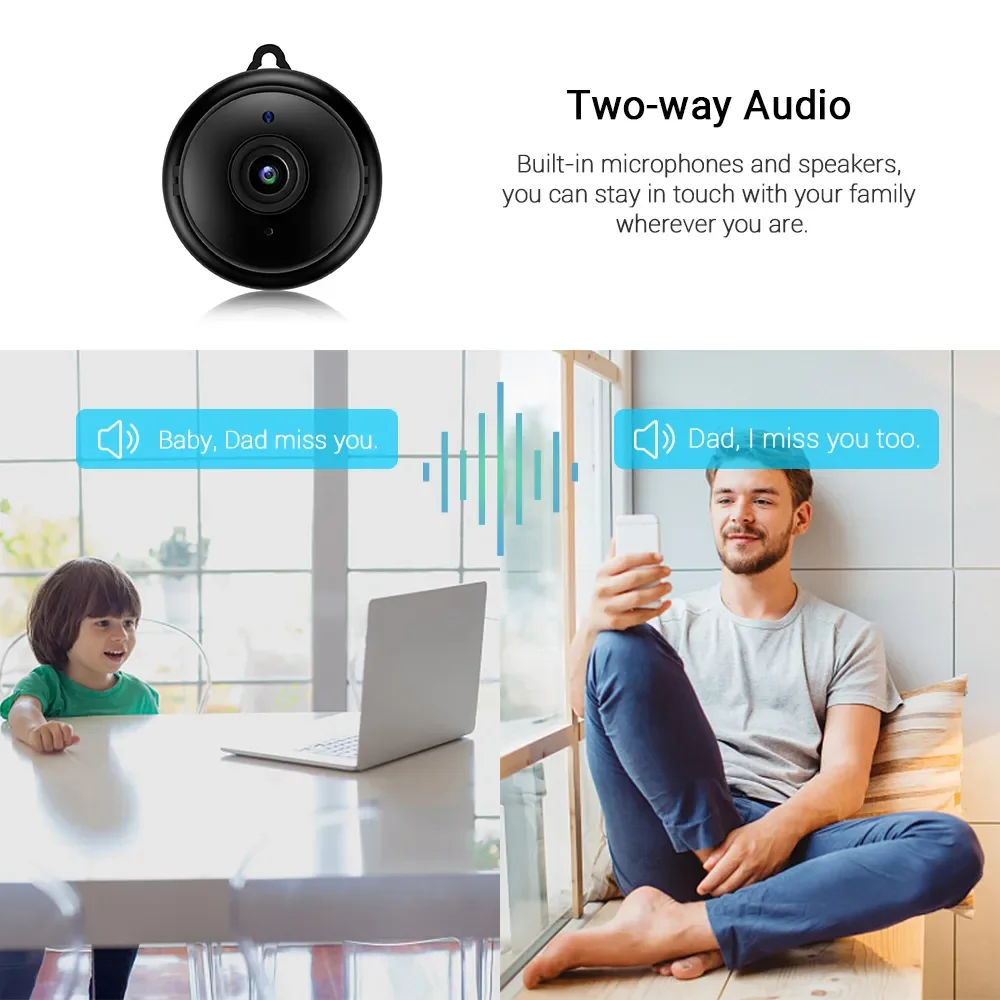 Mini Wifi IP Camera HD 1080P Wireless Indoor Camera Nightvision Two Way Audio Motion Detection Baby Monitor V380