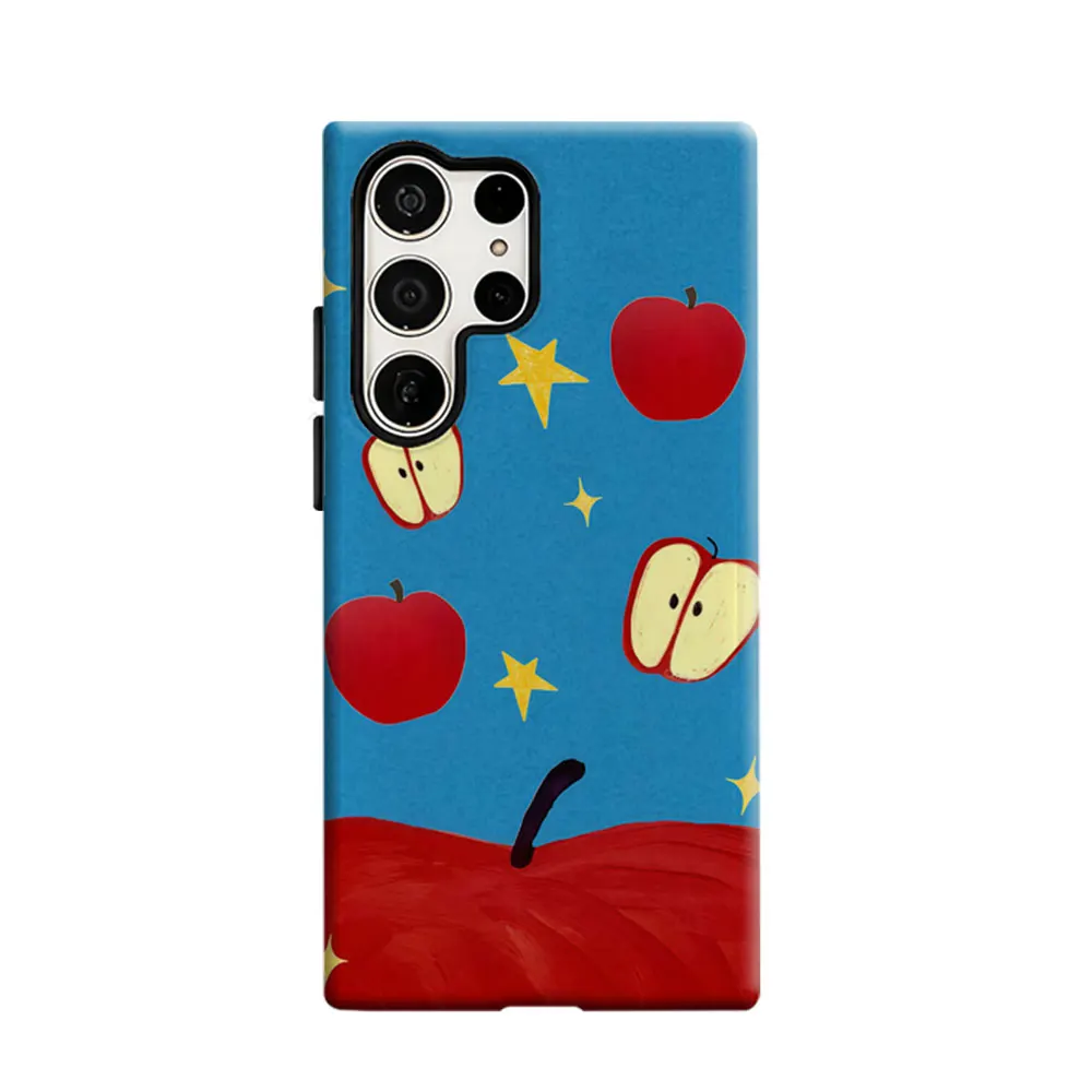 CaseLumi Phone Case For Samsung Galaxy S25 S24 S23 Ultra Plus HD Hard Floating Apples & Stars Double Layer Cover Film Shell