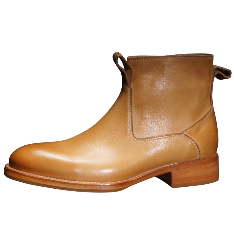 

Handmade Men's Pointed Toe Fashion Boots Side Zipper Casual Washed Retro Genuine Leather Chelsea Ankle Boots Female Shoes