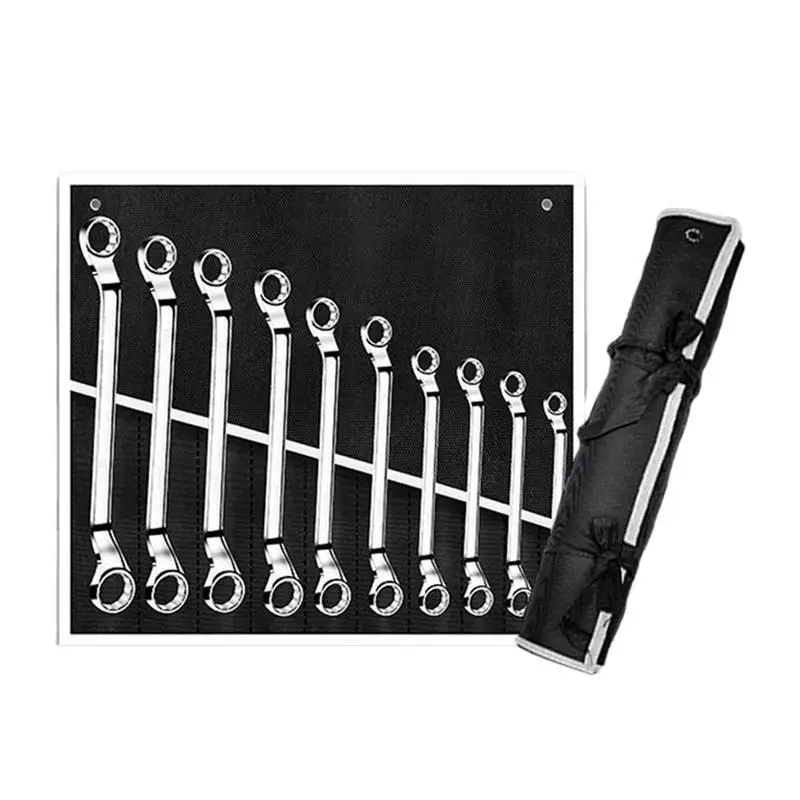 

Ratchet Wrench 10 Pieces Box Metric Ratchet Wrench Set Rustproof Chrome Vanadium Steel Mechanic Tools Professional Repair