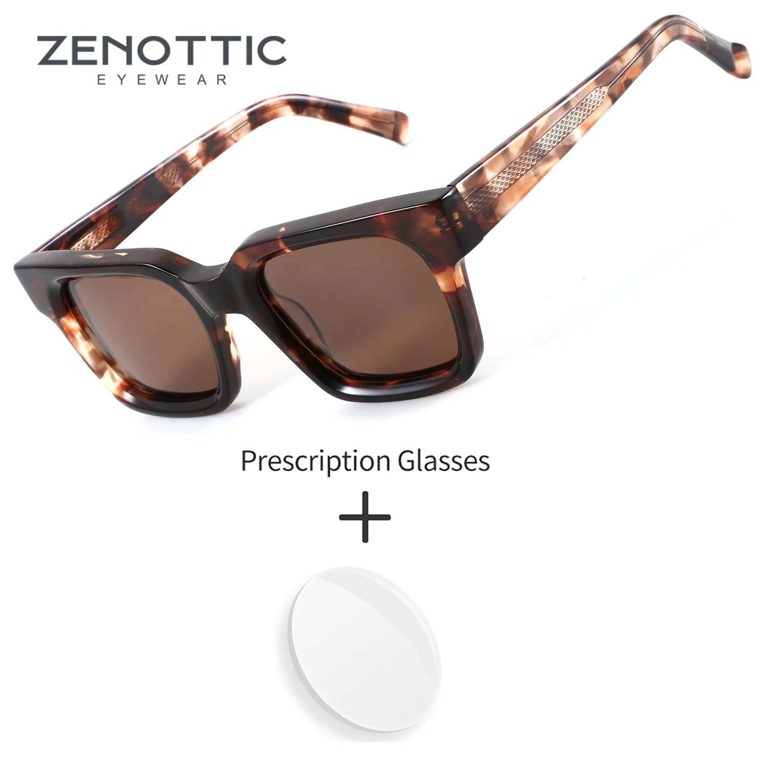 

Солнцезащитные очки ZENOTTIC (размер XL) квадратной формы из ацетата с поляризацией, с диоптриями, UV400, для коррекции близорукости, мужские очки для чтения, спортивные солнцезащитные очки для мужчин