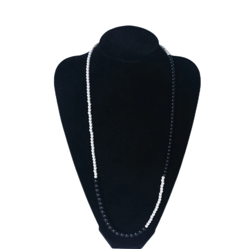 

HOWAWAY Jewelry Design New Black and White Cross Natural Freshwater Pearl Necklace Collar Chain Versatile