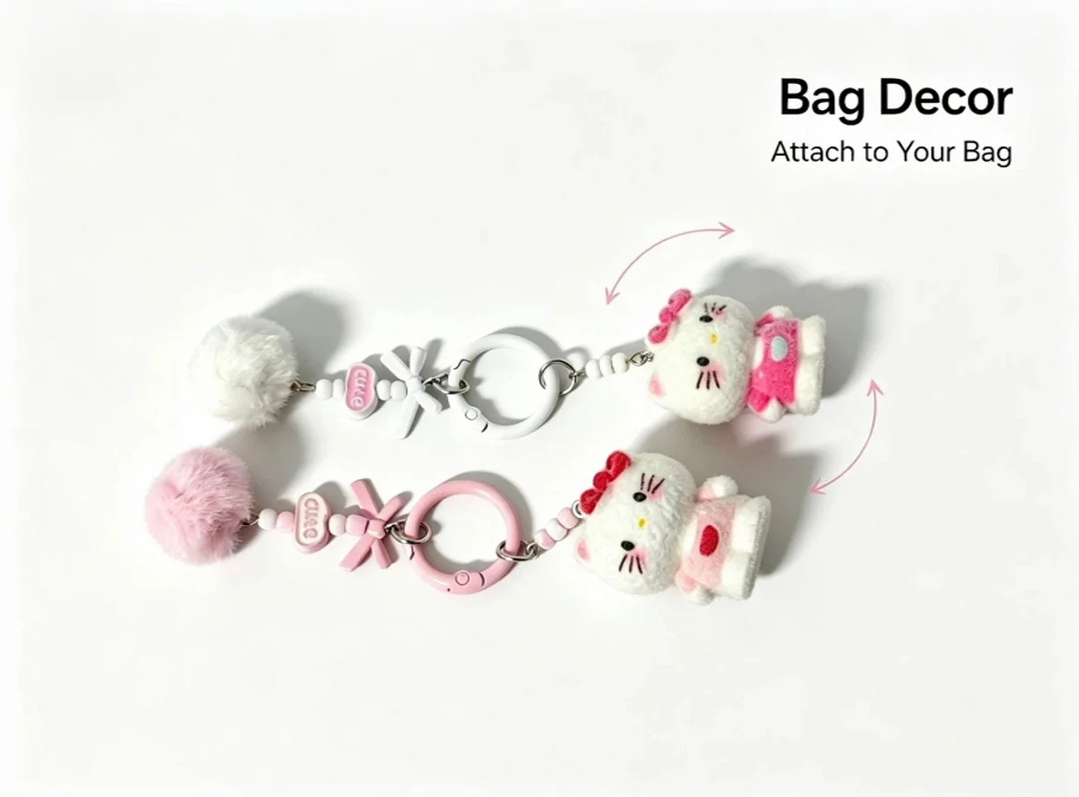 Kawaii Anime Niedliche Katzen-Miniaturfigur Schlüsselanhänger Rucksack-Anhänger Schreibtisch-Deko Überraschungsgeschenk für Fans Mädchen zum Geburtstag – Detail 2