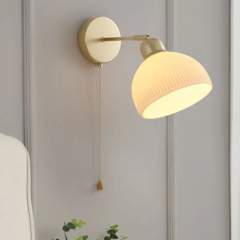 

Nordic Wall Light with Switch for Living Luxury Decor Bedside Reading Light Glass Shade Led Wall mounted interior lighting