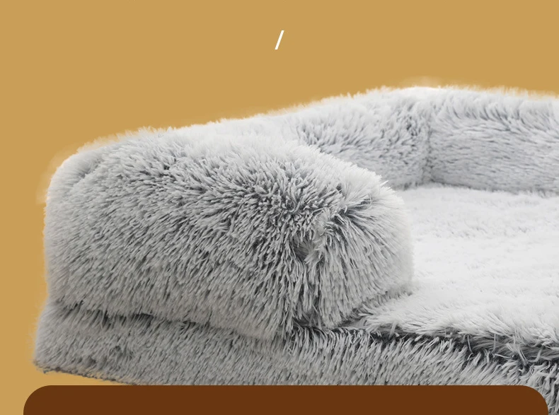 Großes Hundebett, Plüsch-Hundebett, Winter-Plüschbett, Verdicktes Hundeschlafbett, Sofa, Abnehmbare Auflage, Hundebett für Kleine und Große Hunde, Quadratischer Hundezwinger – Detail 5