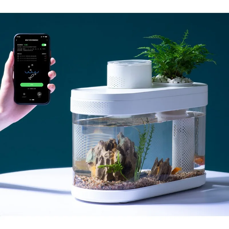 Smart Fish Tank Amphibious Ecological Advanced Aquarium Pro WiFi Box C180 Automatic Feeder RGB Light for Mijia MiHome App