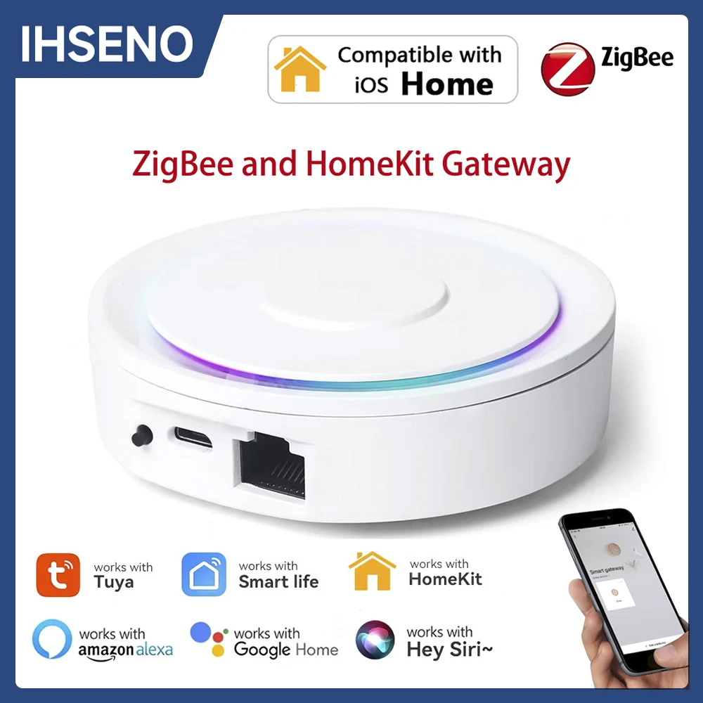 

2 in 1 HomeKit Tuya Wired ZigBee Gateway Hub Smart Home Bridge Remote Control Works with Apple HomeKit Tuya Smart APP