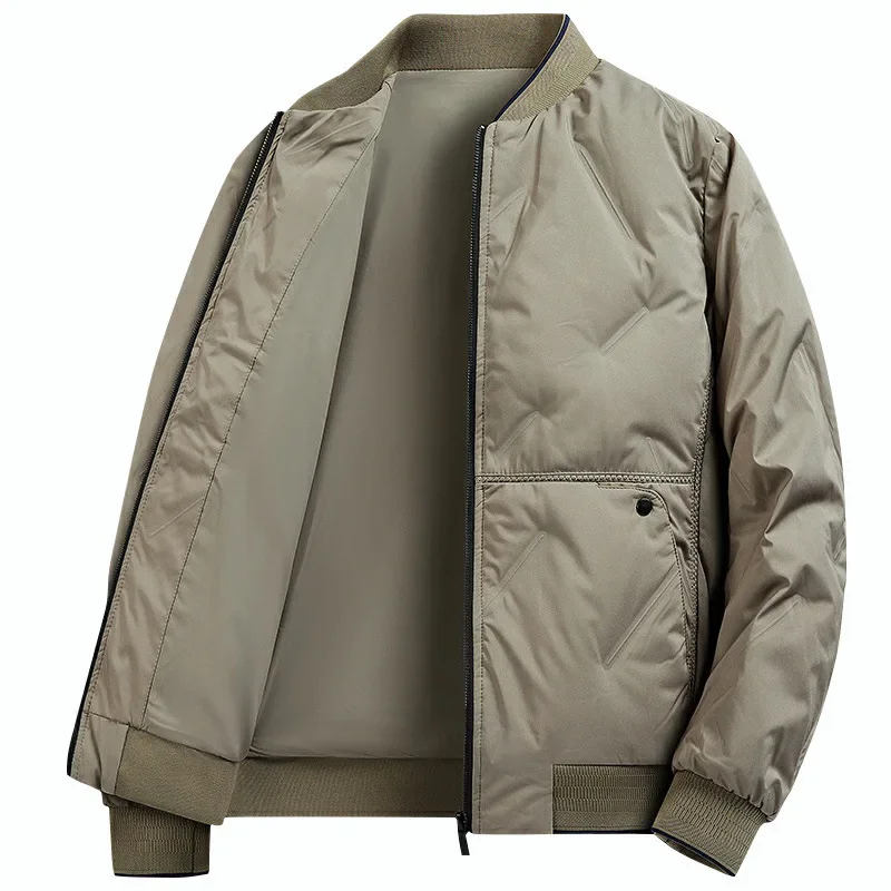 Chaqueta de plumón para hombre, ropa ligera de plumón de pato con cuello levantado simple y Chaqueta corta cálida, otoño e invierno, 2024